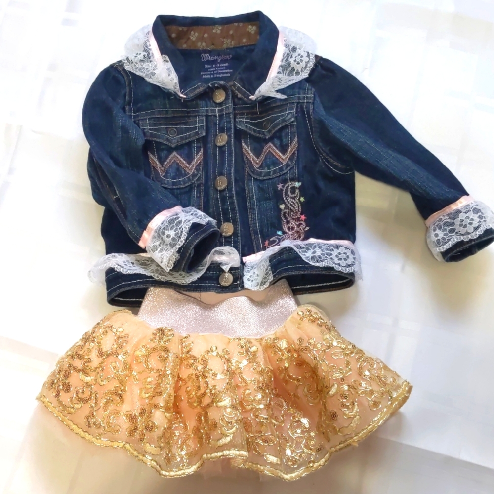 Infant's 2 piece Wrangler Jean jacket/tutu set